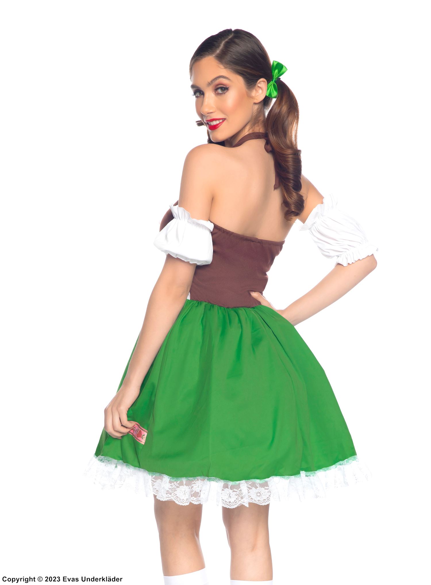 Oktoberfest-Bedienung, Kostüm-Kleid, Schnürung, Schürze, off shoulder